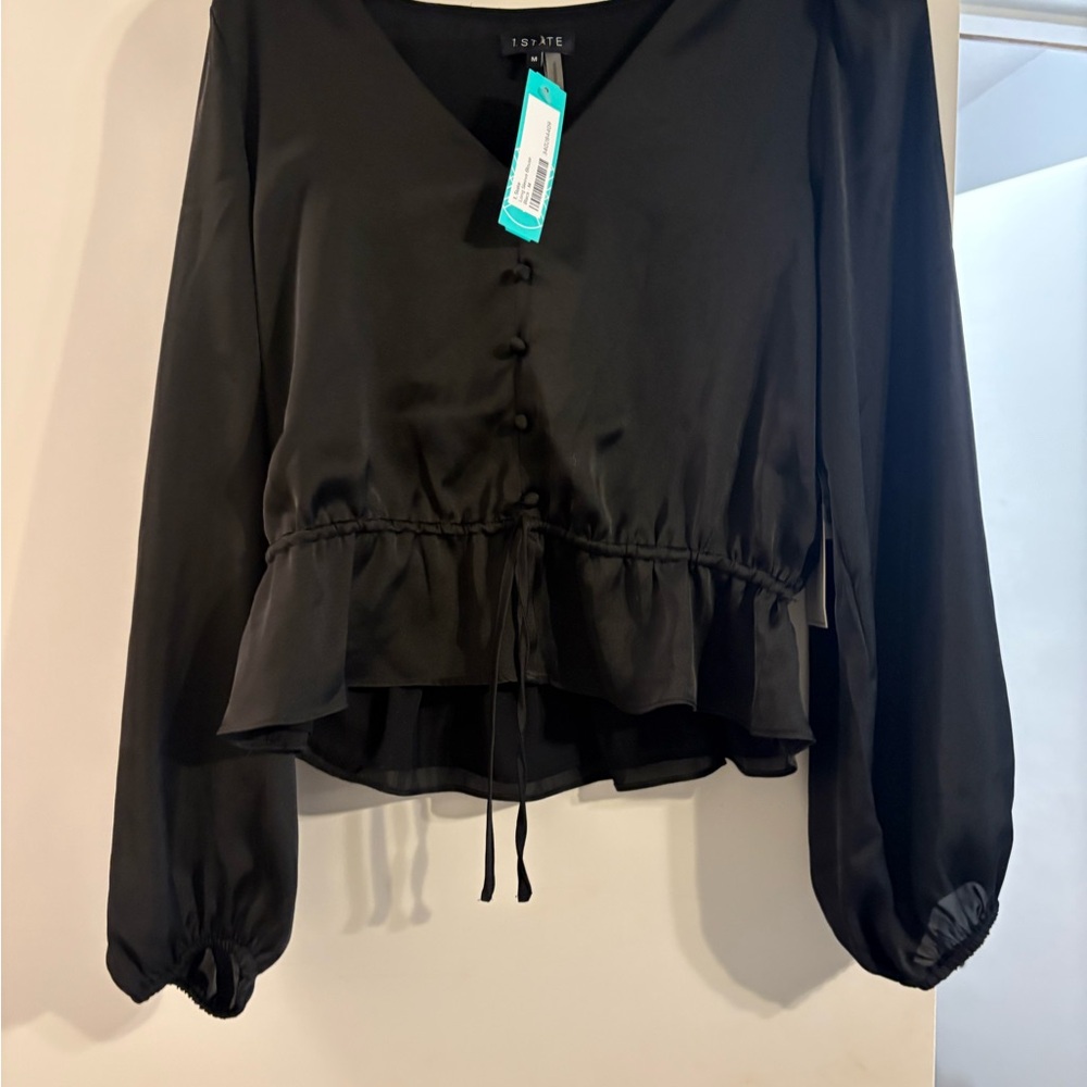 1 STATE Black Peplum Blouse